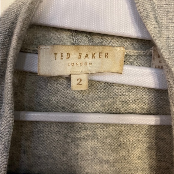 Ted Baker Light Gray Cowl Neck Sweater | Jenee Cardigan with magnetic closure 2 - Picture 4 of 8